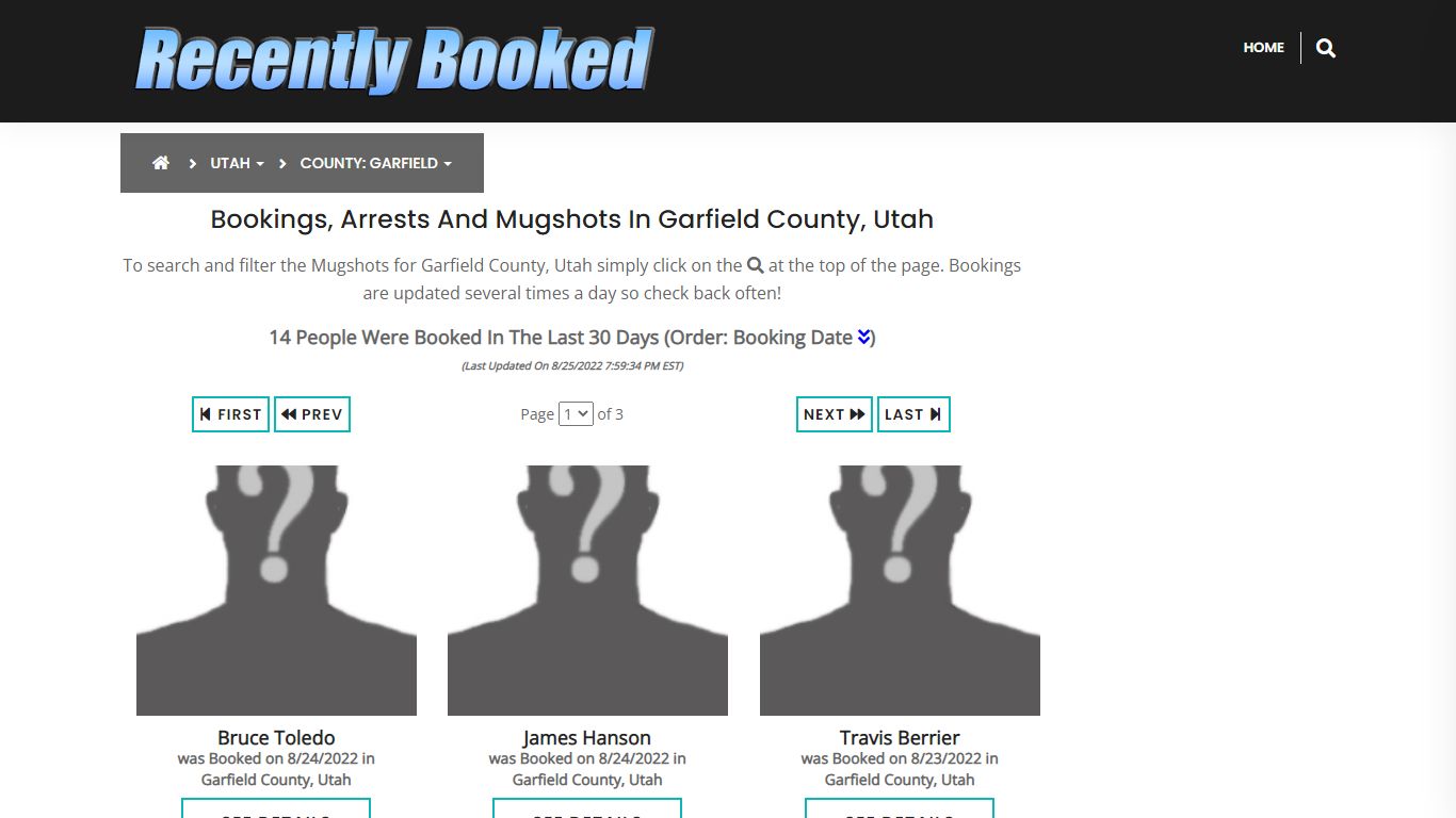 Recent bookings, Arrests, Mugshots in Garfield County, Utah